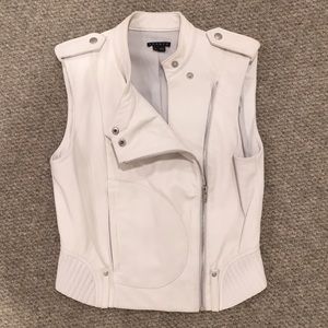 Theory Leather Sleeveless Bomber